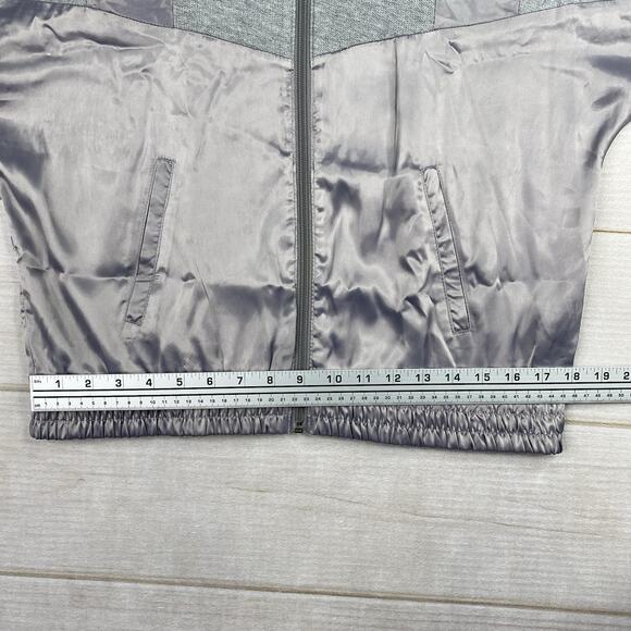Gilded Intent Jacket Women L Gray Silver Satin Full ZipLightweight Boho Shacket - Picture 5 of 10